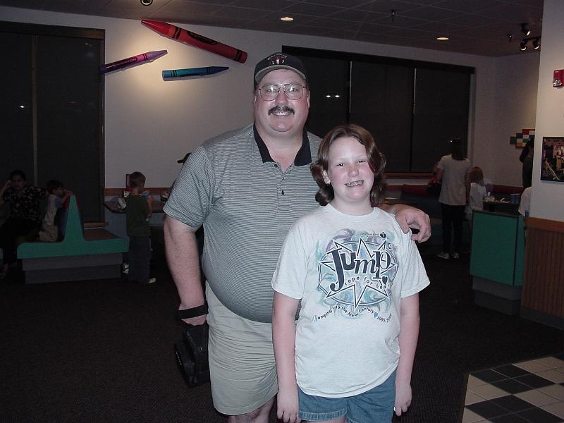 2001 - Indian Princess Meeting at Chuck-E-Chesse - Marty & Stephanie at our last Indian Princess event.jpg - 2001 - Indian Princess Meeting at Chuck-E-Chesse - Marty & Stephanie at our last Indian Princess event